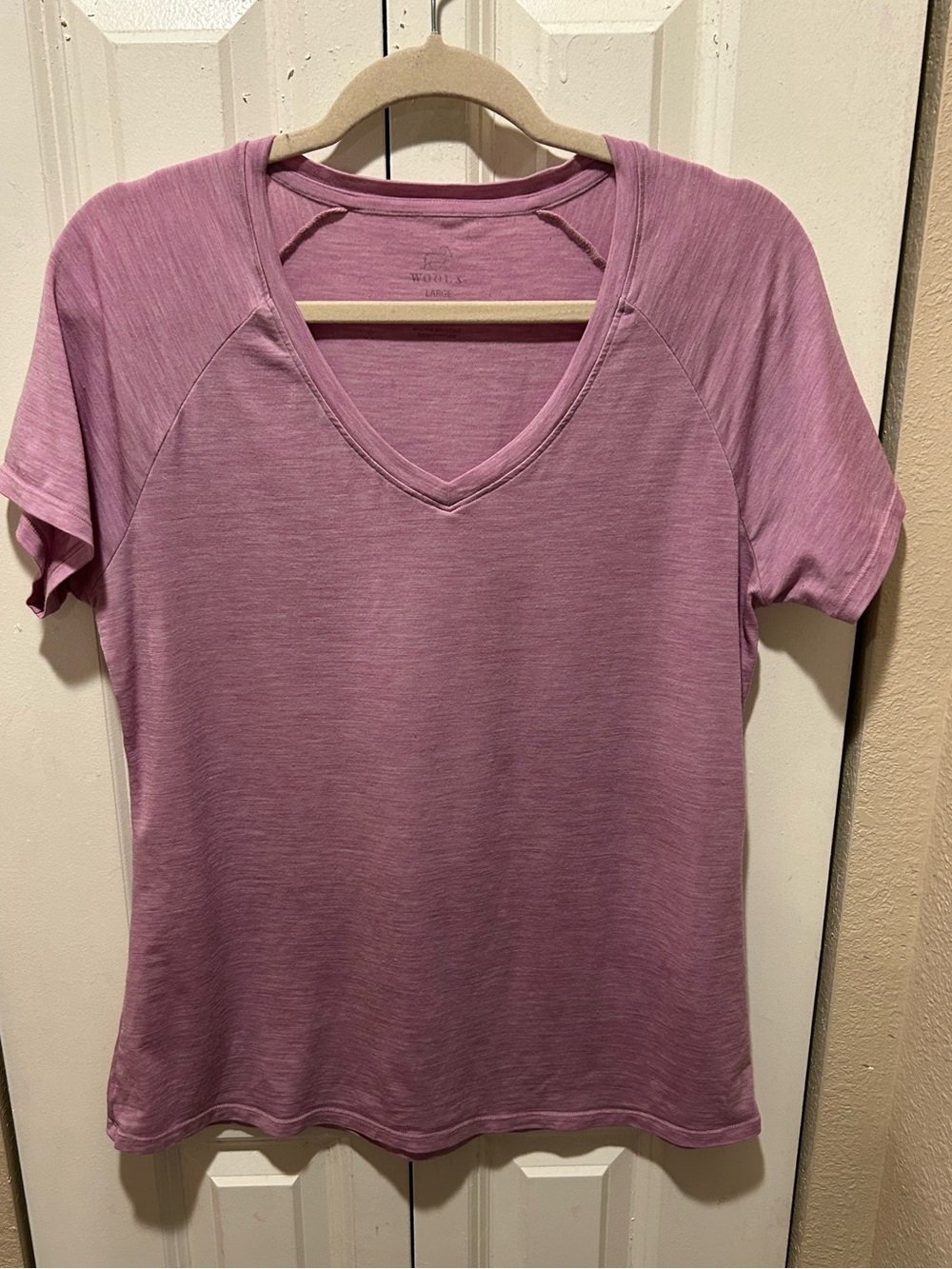Woolx Mia  V-Neck Merino Wool Pink T Shirt All Season , size L